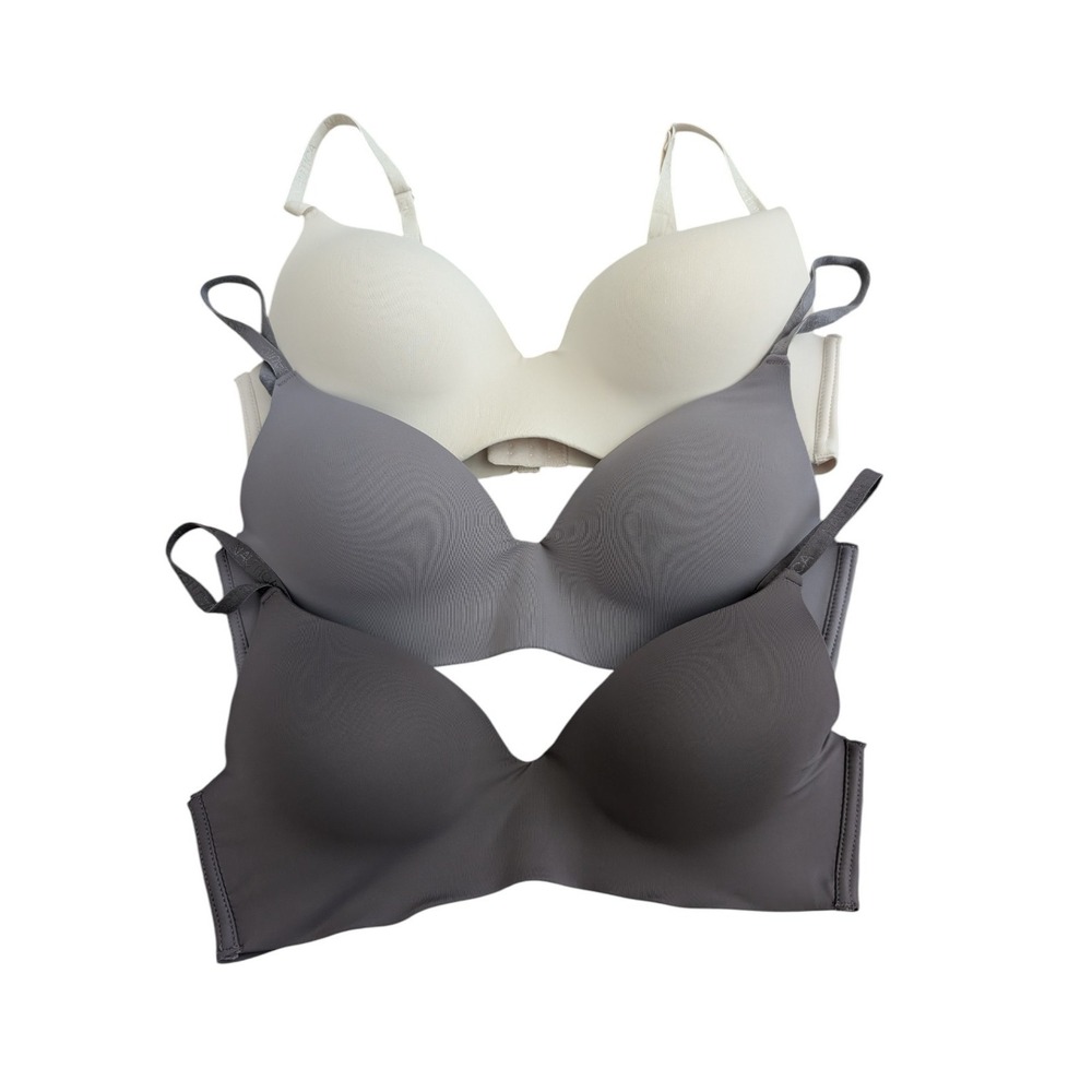 Lot of 3 Nautica Size 36C Wirefree Bras Lightly Lined - Purple/Ivory